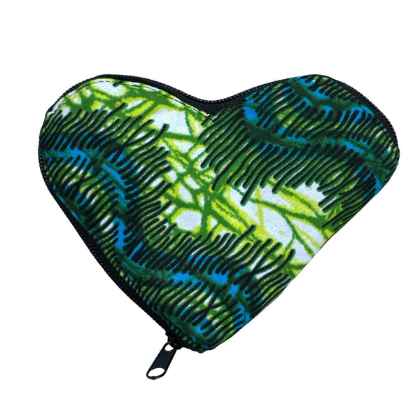 ハートエコバッグ （緑 絞り柄） Heart Ecobag (Green Tiedye